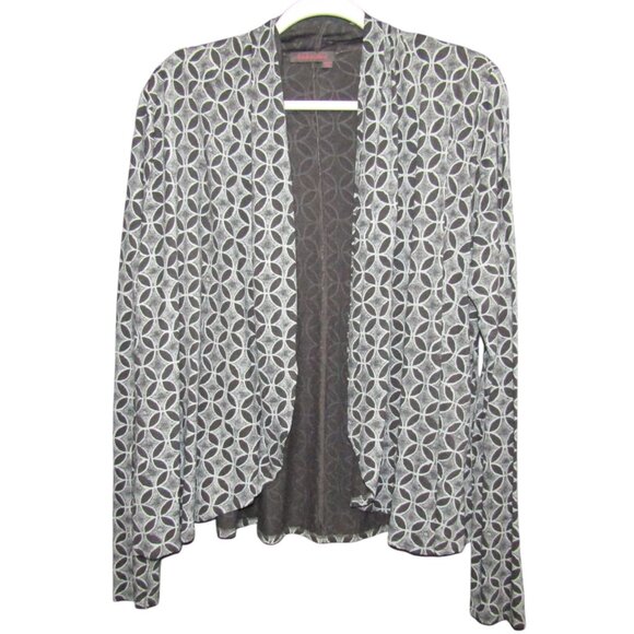 Fresh Produce Gray Geometric Open Waterfall Jacket Womens Size M L Long Sleeve - Picture 1 of 8